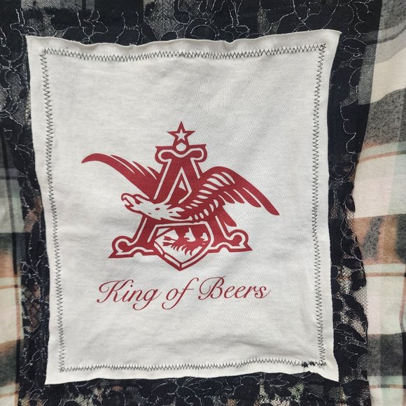 Eddie Bauer bleach dyed upcycled flannel shirt woman's size small - Picture 5 of 12